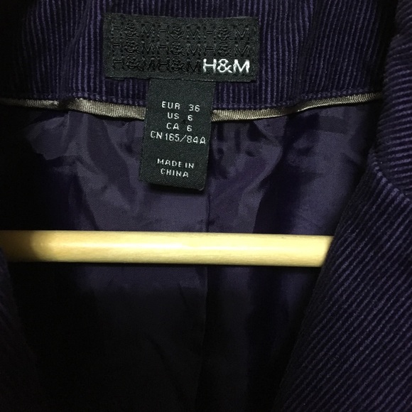 H&M Royal Purple Corduroy Blazer - Picture 3 of 4